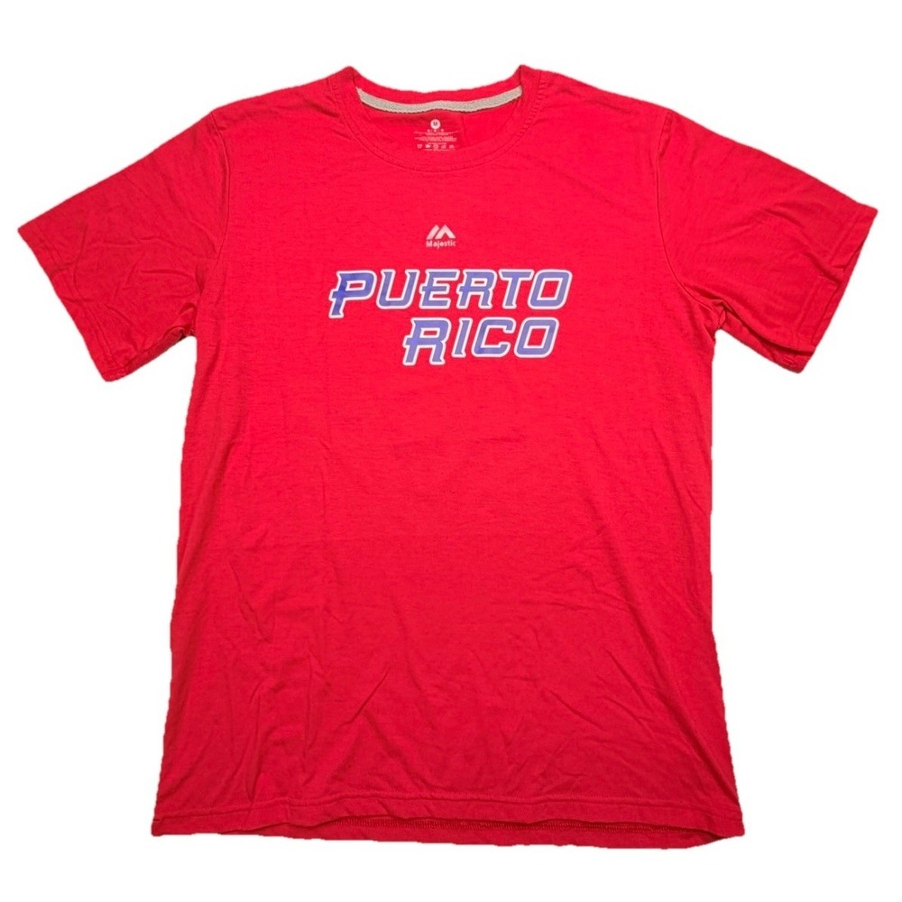 Majestic Puerto Rico Javier Baez #9 WBC Baseball Shirt Medium Red Detroit Tigers
